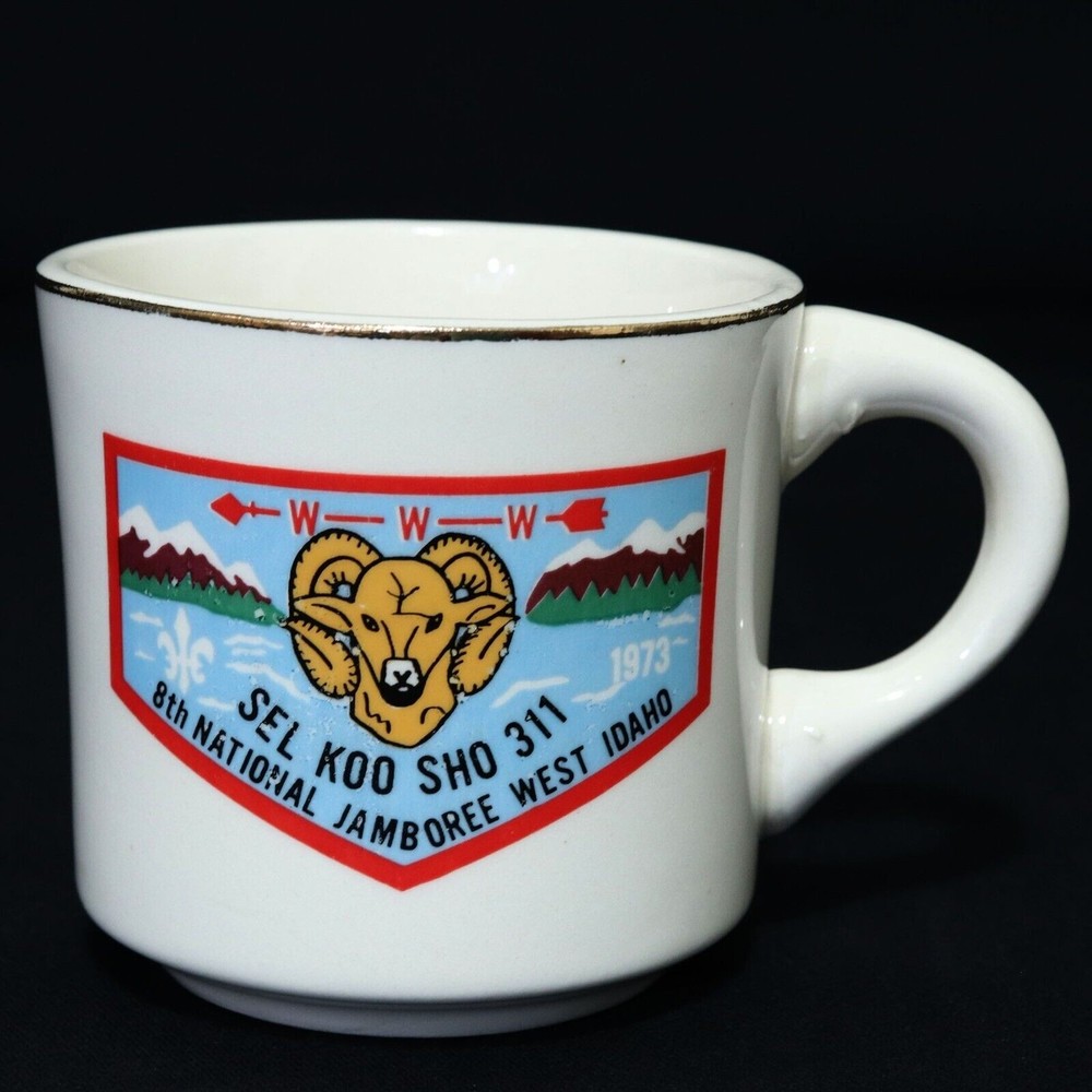 Boy Scouts VTG BSA Mug Cup WWW 1973 Sel Koo Sho 311 8th National Jamboree Idaho